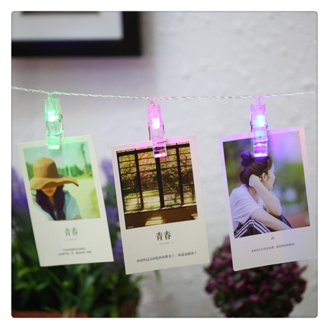 Bộ dây 3m 20 kẹp ảnh đèn led trang trí sinh nhât, nhà cửa, sự kiện chụp ảnh đầu cắm USB