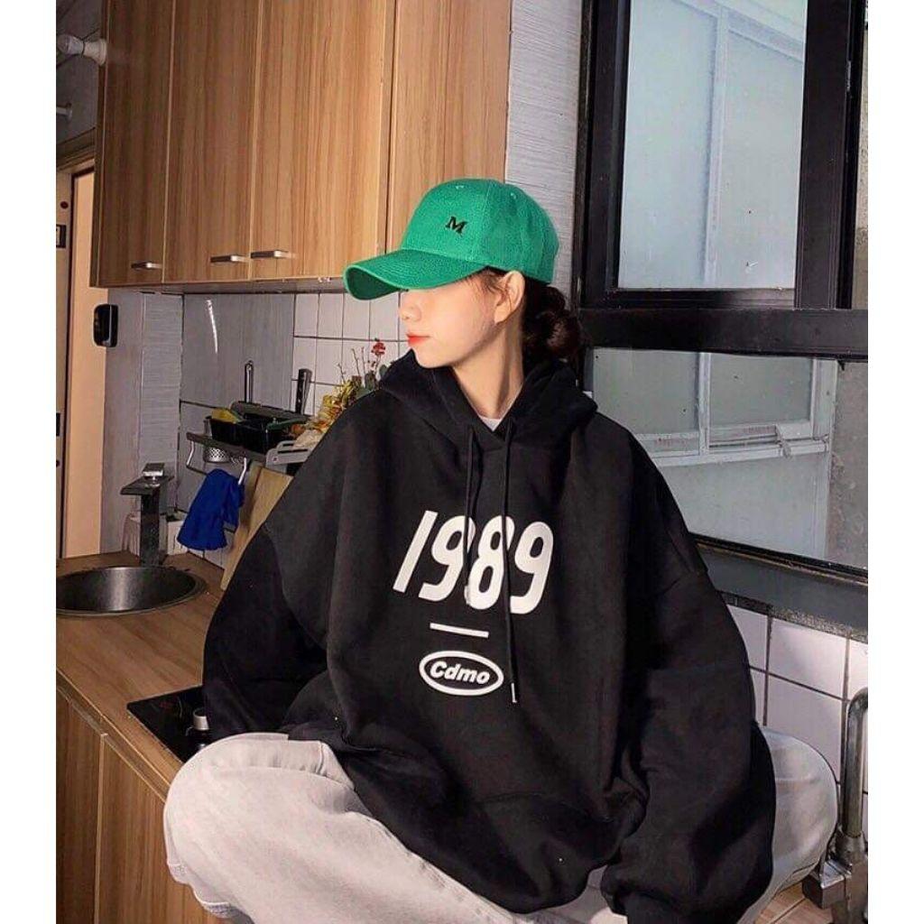 ÁO KHOÁC HOODIE NỈ UNISEX 1989 MÀU ĐEN CHẤT VẢI DÀY,GIỮ ẤM TỐT