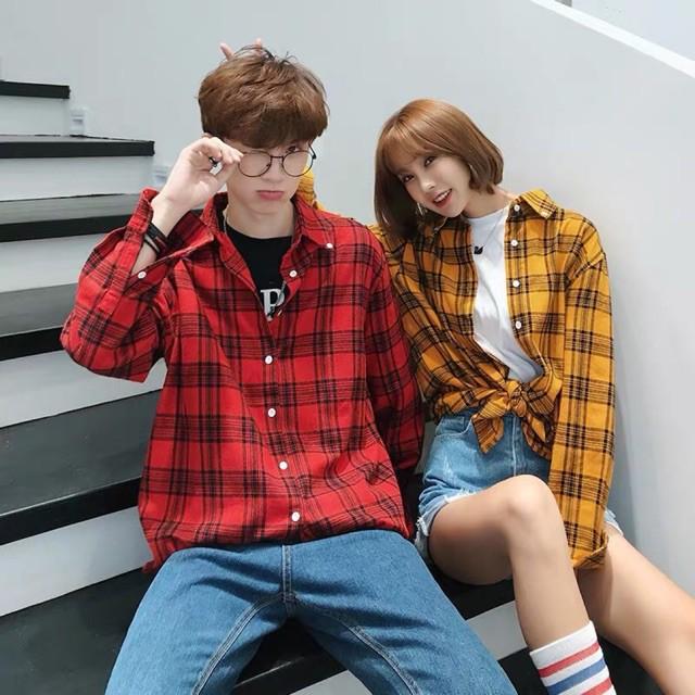 Áo Khoác Sơ Mi Caro KẺ UNISEX NAM NỮ Dài Tay 2 màu