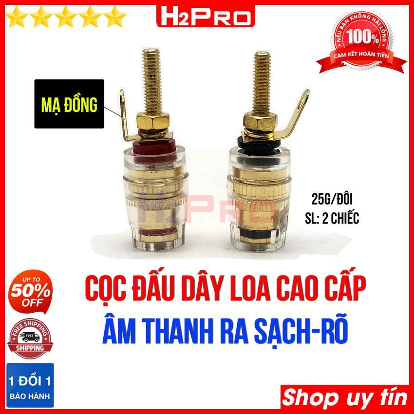 Đôi cọc đấu dây loa H2Pro cao cấp mạ đồng-âm thanh sạch-hay (2 chiếc), cọc loa gim chuôi dài dùng cho amply và loa (Đôi)