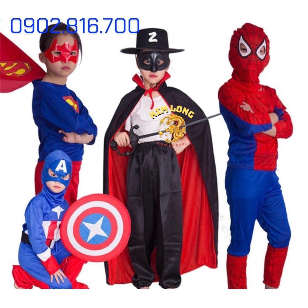 Bộ quần áo SIÊU ANH HÙNG người nhện siêu nhân Batman - Spiderman - Supper man trang phục hoá trang Halloween cho bé trai