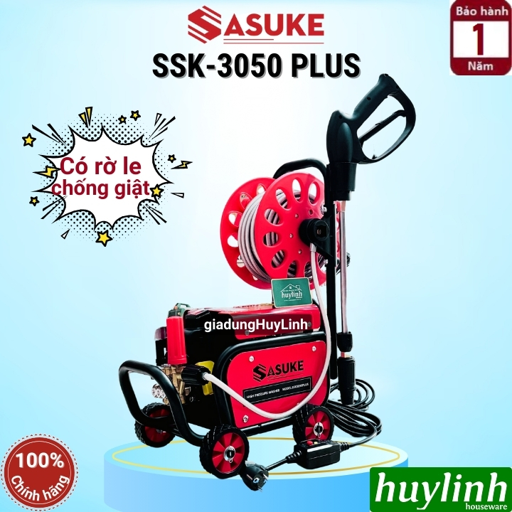 Máy xịt rửa xe Chỉnh Áp Sasuke SSK-3050 Plus - 3050W - Có chống giật - Motor lõi đồng 100% Có rulo cuộn dây - Hàng chính hãng