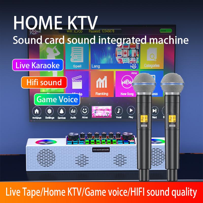 Loa Sound Card Ngoài Trời Máy Tích Hợp Karaoke Tại Nhà Bluetooth Boombox Không Dây Phát Sóng Trực Tiếp/Tiệc/PC/Điện Thoại Di Động Màu sắc: Bộ 2 mic-S20
