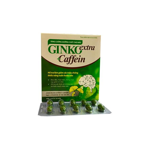 Ginko extra Caffein tăng cường tuần hoàn máu lên não, cải thiện trí nhớ, không gây buồn ngủ 100 viên nang mềm