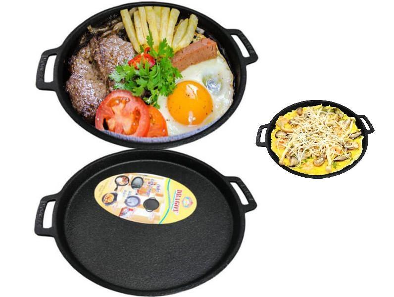 Bộ 2 chảo gang đổ bánh xèo, làm bò né chống dính 22cm