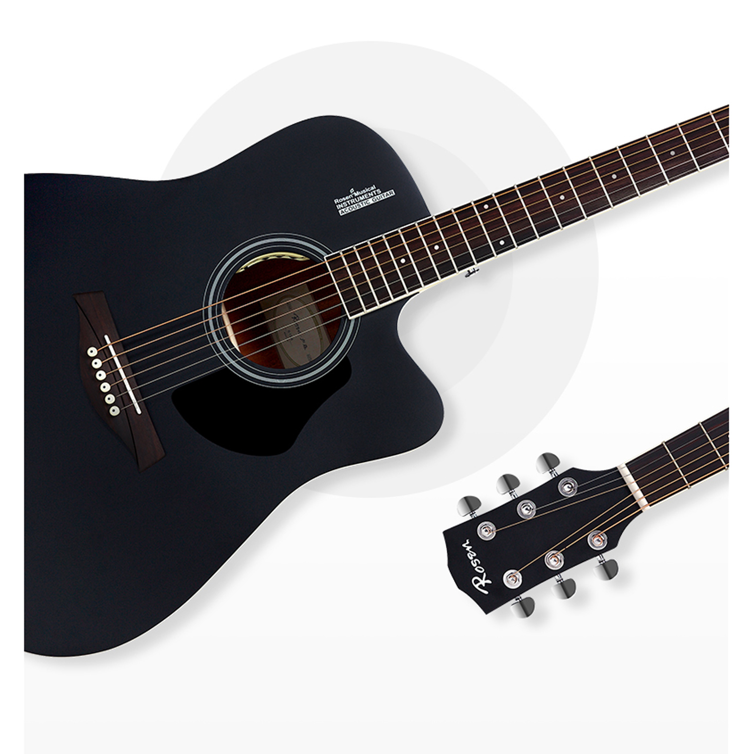 Đàn Guitar Acoustic Rosen G11 Màu Đen Dáng D (Size 41) Phân Phối Chính Hãng - Kèm móng gảy DreamMaker