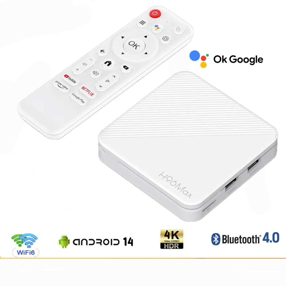 Android Tivi box H96 Max điều khiển bằng giọng nói tiếng Việt có bluetooth , wifi 2 băng tần 2.4G và 5G cài sẵn bộ ứng dụng giải trí truyền hình cáp ,Phim HD miễn phí vĩnh viễn RAM 2GB ROM 8GB- Hàng Nhập Khẩu