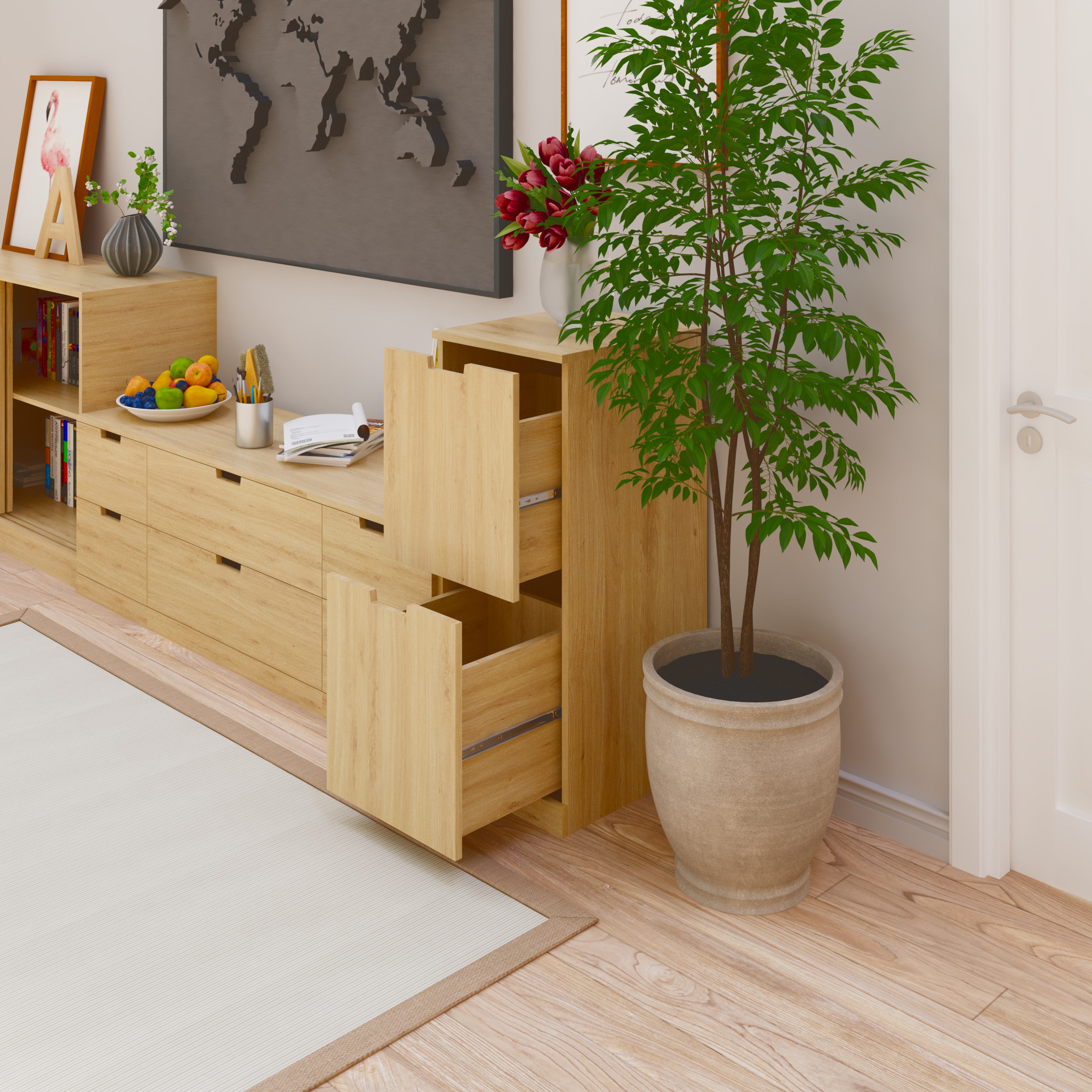 [Happy Home Furniture] SCANDINA, Tủ đựng đồ 2 ngăn kéo, 40cm x 47cm x 98cm ( DxRxC), THK_099