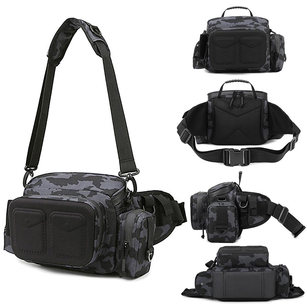 Fishing Tackle Bag Water-resistant Single Shoulder Crossbody Bag Waist Pack Fishing Lure Gear Utility Storage Bag