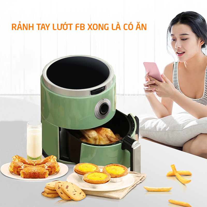 nồi chiên không dầu cao cấp dung lượng 5,6L, việc nấu nướng trở nên dễ dàng hơn, không mùi, không khói, không sợ béo, ăn thỏa thích 8063-G