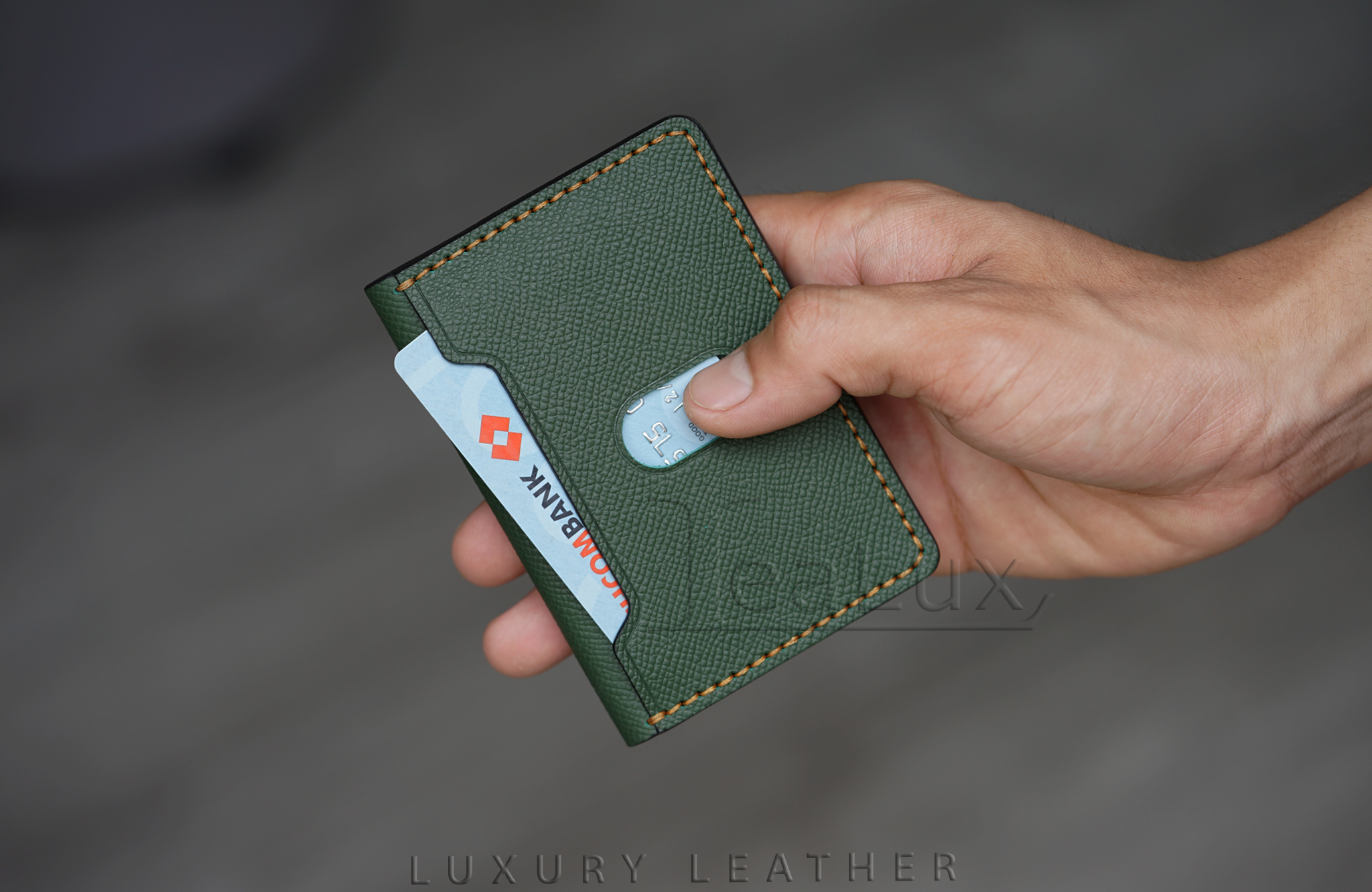 Ví Đựng Thẻ Nam Nữ Da Epsom Handmade Lealux Mini Epsom Wallet 1