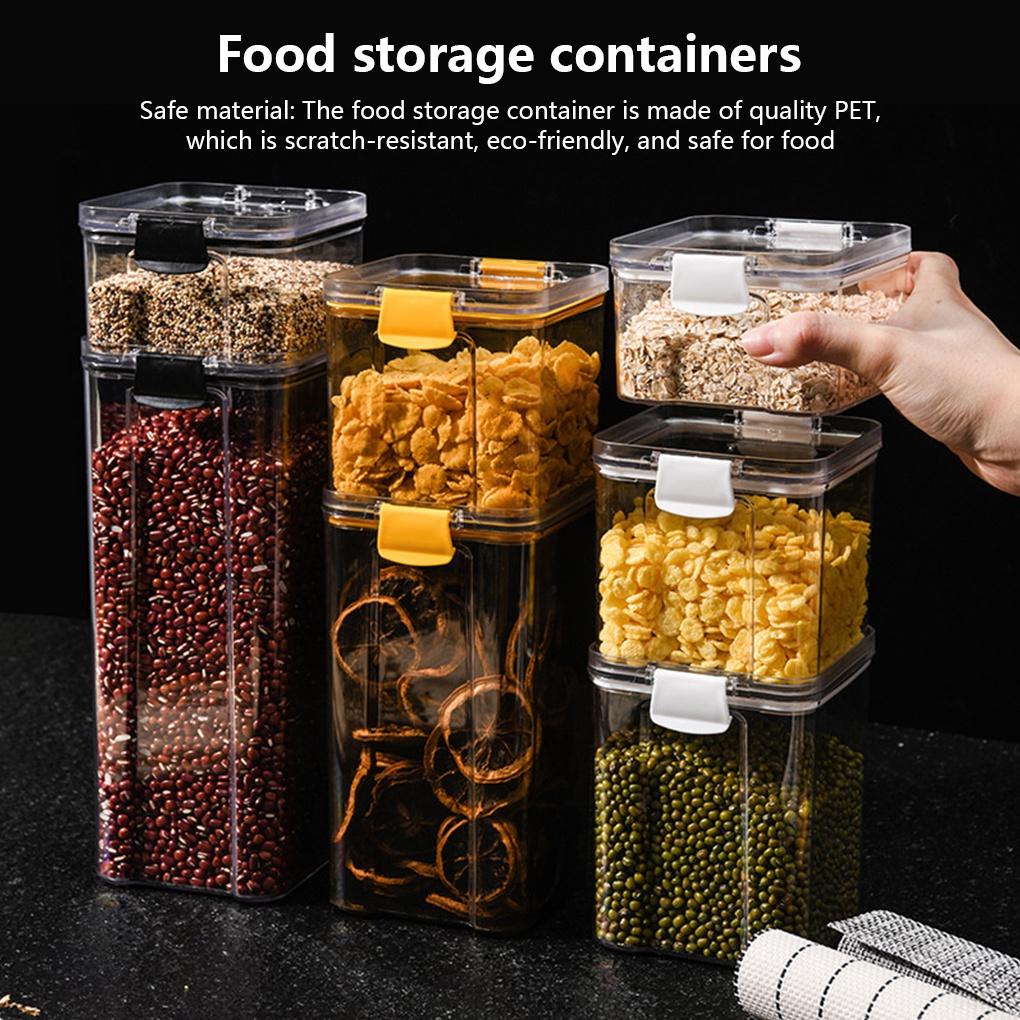 Food Storage Container with Airtight Lids Kitchen Rice Dispenser Spices Baking Flour Organizer Case Indoor