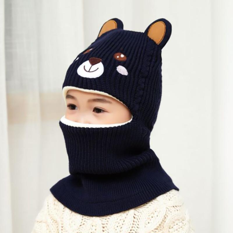 2020 Bé Gái Mới Mùa Đông Mũ Ấm Gấu Skullies Beanies Dệt Kim Mũ Trẻ Em Balo Mặt Nạ Nón Gorras