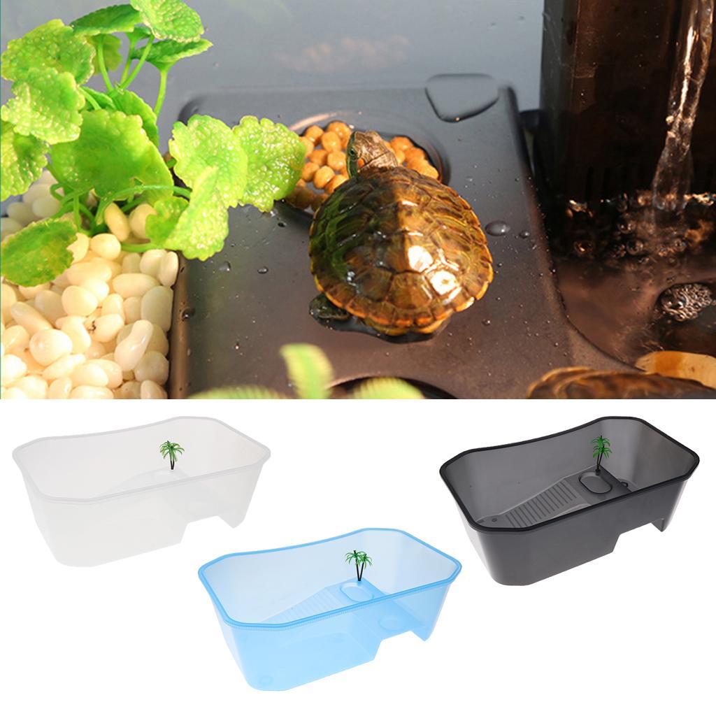 3 Pieces Plastic Reptile Terrapin Tortoise Turtle Tank Vivarium Feeding Box