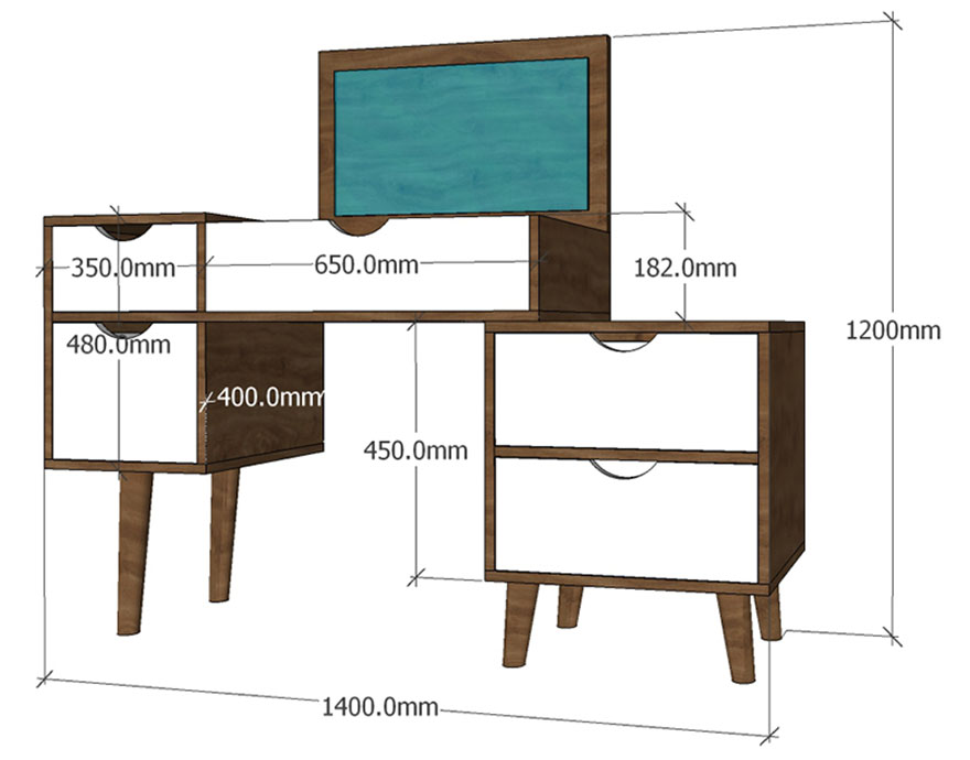 Bàn trang điểm gỗ công nghiệp tiện lợi