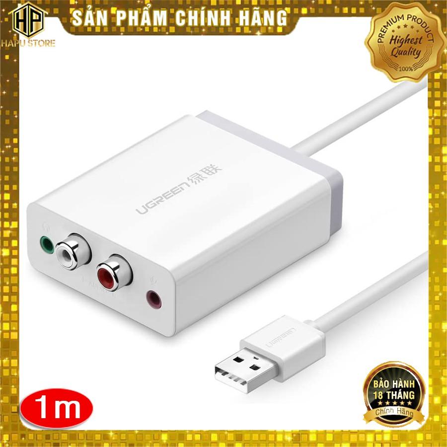 Cáp USB sang RCA hỗ trợ Mic + tai nghe Ugreen 30521 cao cấp -Hàng Chính Hãng