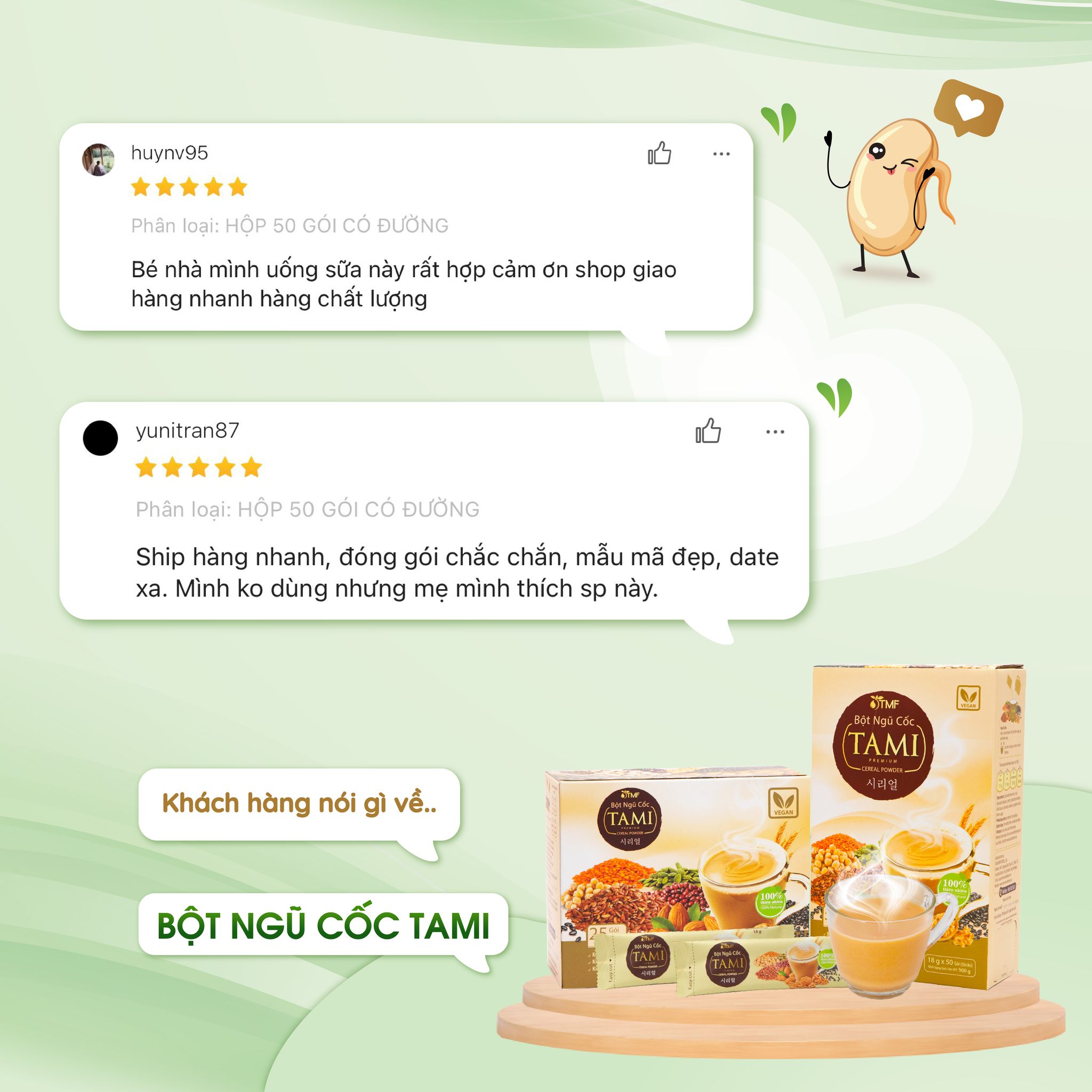 Bột ngũ cốc nảy mầm Tami 126g 7 gói TÂM MINH FOODS ít ngọt dinh dưỡng giảm cân