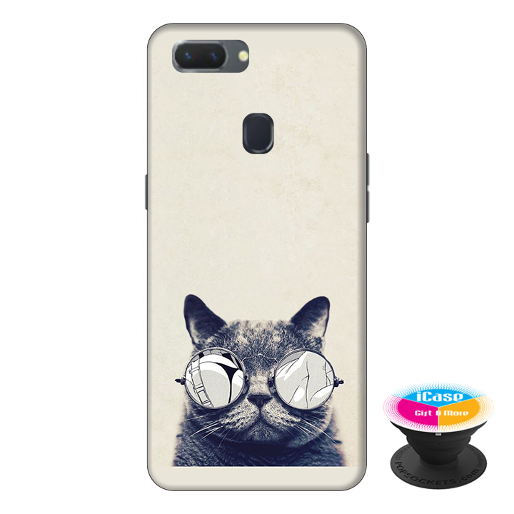 Ốp lưng điện thoại Oppo A5S hình Mèo Con Đeo Kính Mẫu 1 tặng kèm giá đỡ điện thoại iCase xinh xắn - Hàng chính hãng