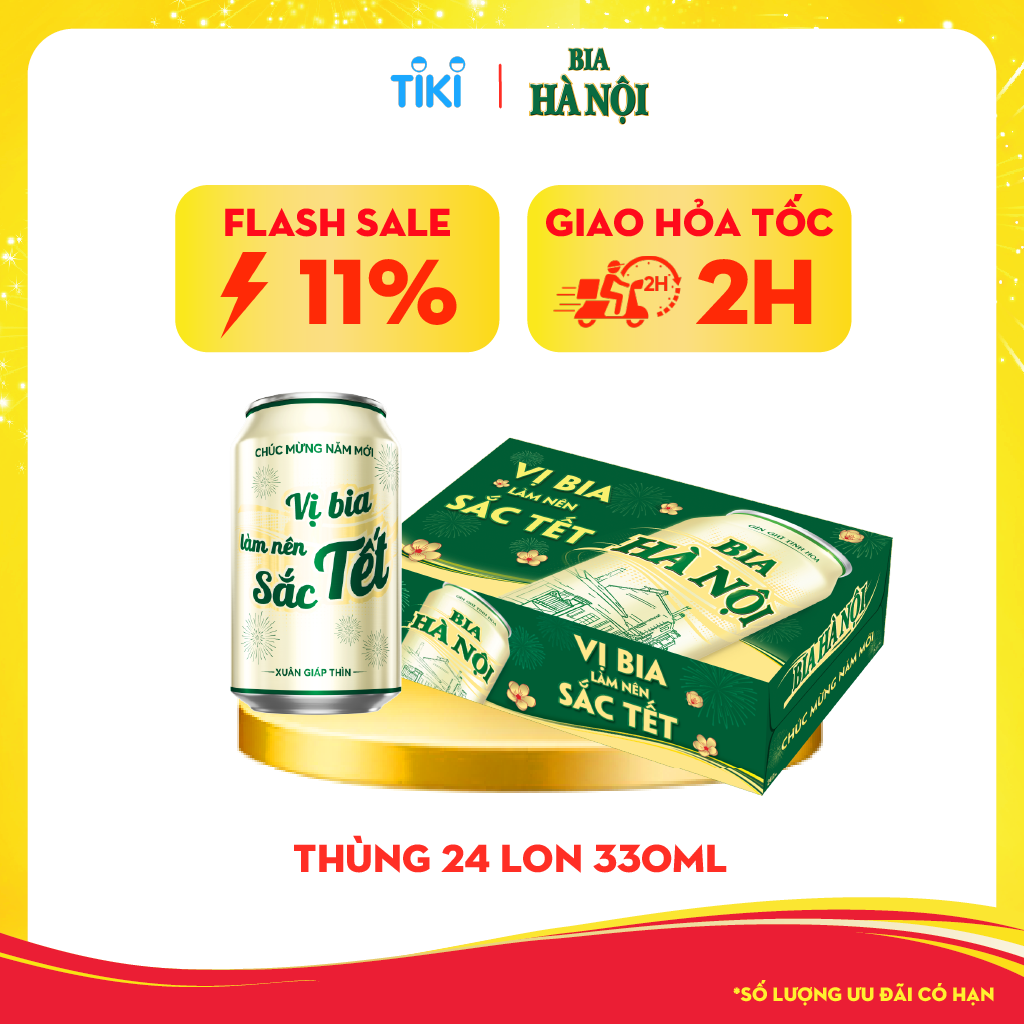 Bia Hà Nội Nhãn Xanh - Thùng 24 Lon 330ml - Phiên bản Tết