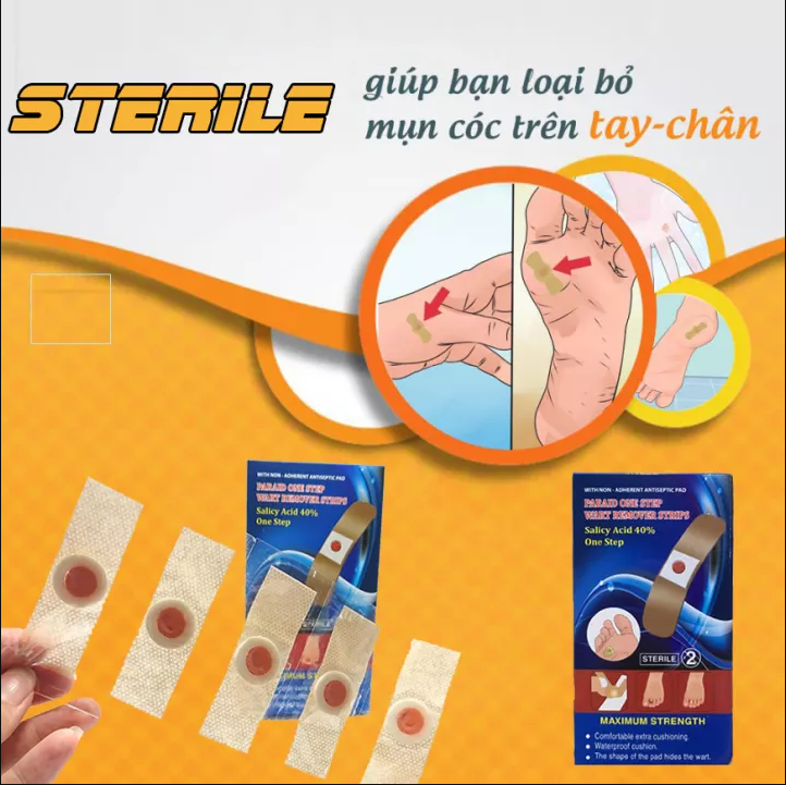 Miếng Dán Mụn Cóc Mụn Cơm Sterile , hỗ trợ xóa mờ mụn thông thường trên da