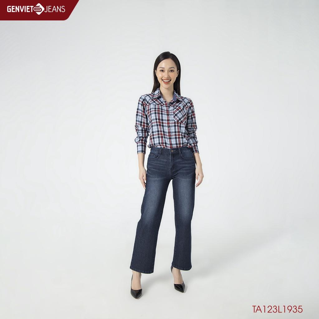 Áo Sơmi Dài Tay Nữ Mặt Vải Cào Lông GENVIET TA123L1935