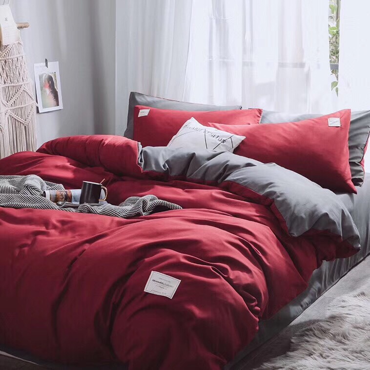 Bộ vỏ chăn drap gối cotton TC một màu