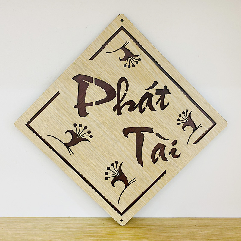 Chữ Phát Tài Phát Lộc Thư Pháp - Bảng Gỗ Decor - Trang Trí Nhà Cửa - Tết