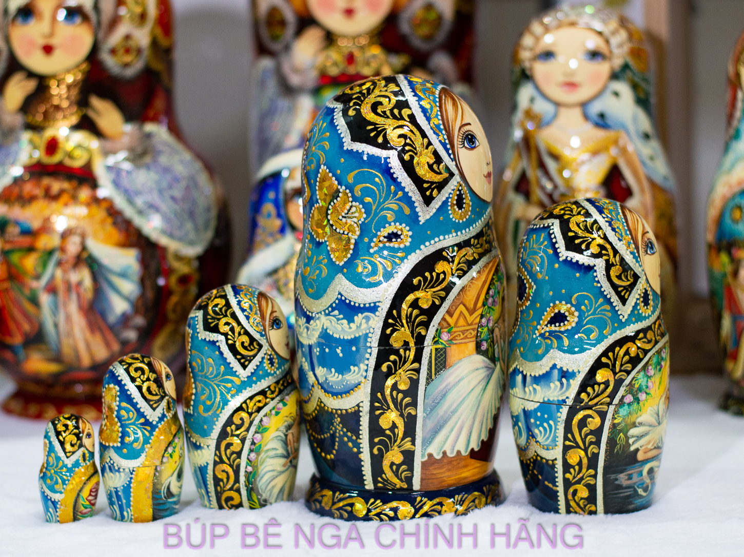 BỘ BÚP BÊ NGA MATRYOSHKA CAO CẤP 5 LỚP 18CM HOA VĂN "VỞ BALE HỒ THIÊN NGA" RẤT ĐẸP VÀ SANG TRỌNG