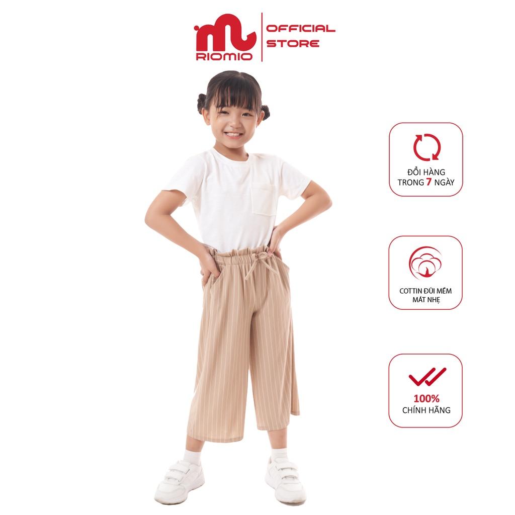 Quần cho bé gái Riomio chất cotton đũi kẻ Phoebe cạp chun thoải mái-RQ138