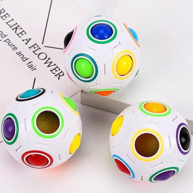 Football fidget cube quả bóng UFO ma thuật màu sắc cầu vồng 7cm, rèn luyện trí não cho bé Rubik Biến Thể quả bóng