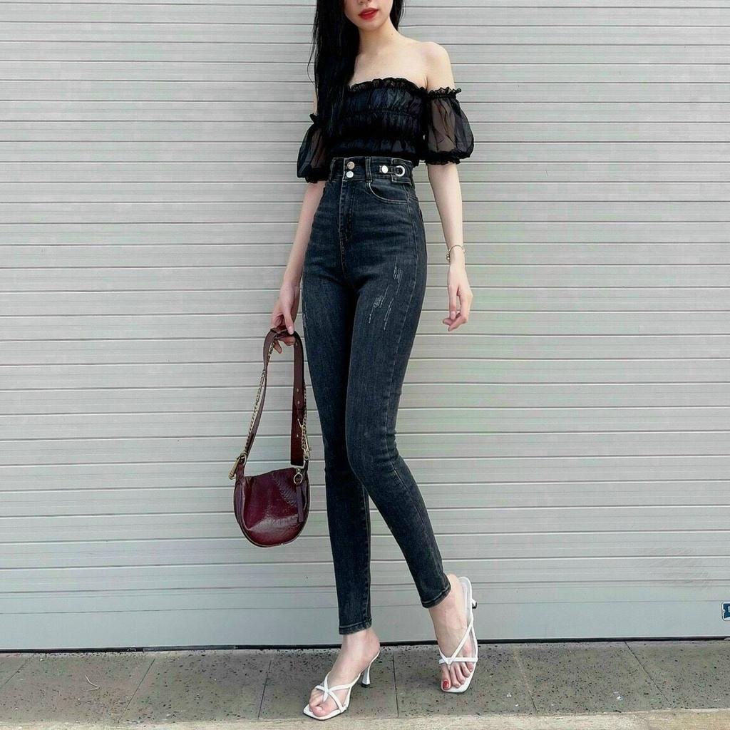 Quần Jean Nữ mẫu mới Quần bò nữ ôm dáng lưng cao chất liệu denim co giãn xịn chuẩn hàng shop Lady Fashion