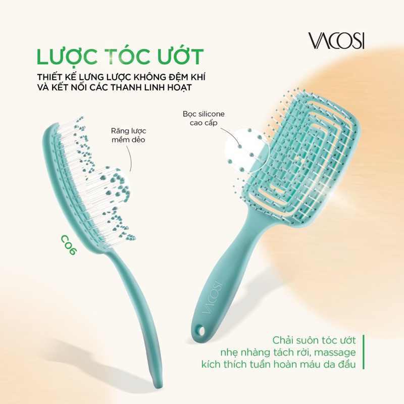 Lược nhựa gỡ rối cho tóc khô, tóc yếu VACOSI Hair Brush - C06