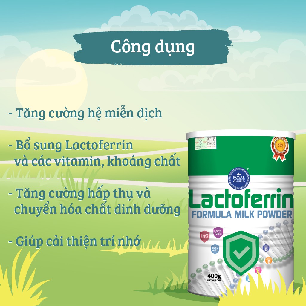 Combo 2 Hộp Sữa Bột Hoàng Gia Úc Lactoferrin Formula Milk Powder Tăng Cường Miễn Dịch Và Sức Đề Kháng Vượt Trội 400g