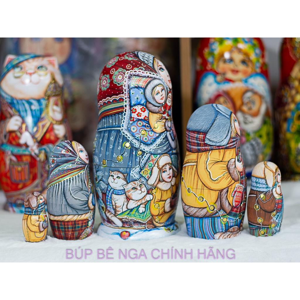 BỘ BÚP BÊ NGA MATRYOSHKA CAO CẤP 5 LỚP 20CM HOA VĂN "CÔ BÉ MÙA ĐÔNG" CỰC ĐẸP VÀ PHONG CÁCH