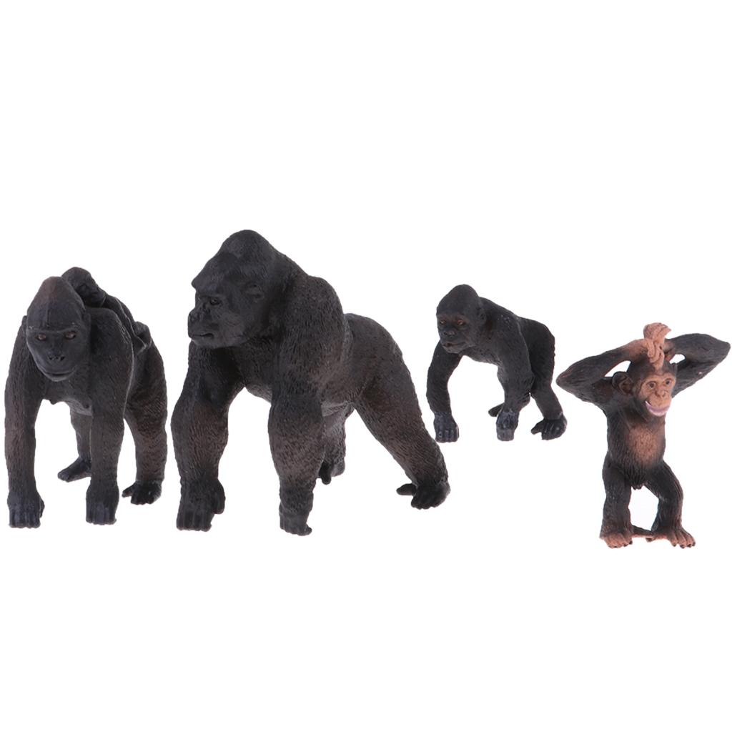 4 Pieces Simulation Gorilla Family Figure Toy Animal Model Set, Home Ornament