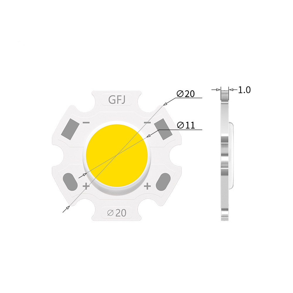 Chip đèn LED COB 3W, 5W, 7W (20mm) Ánh sáng 3200K, 4500K, 6000K