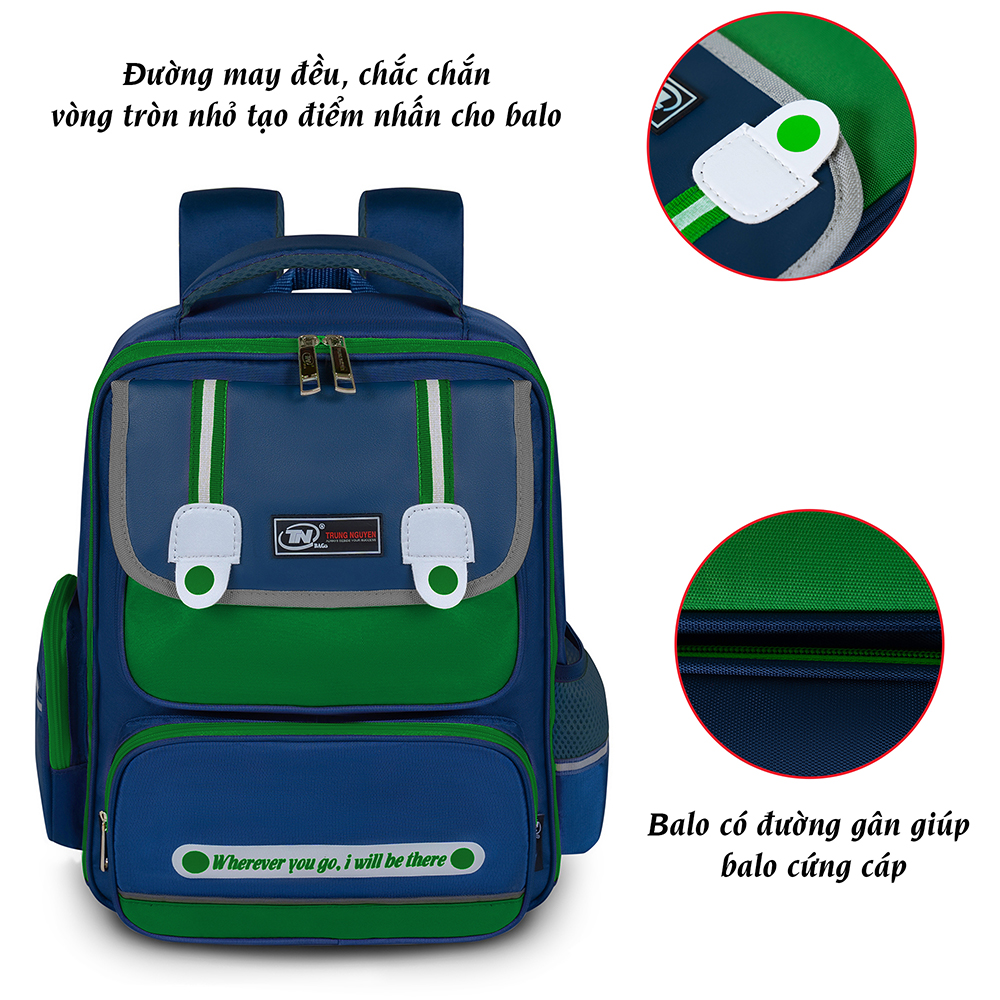 Balo Học Sinh TNBags Smart Green TN.B 3111, Thiết kế thời trang, chống thấm nước và ít phai màu