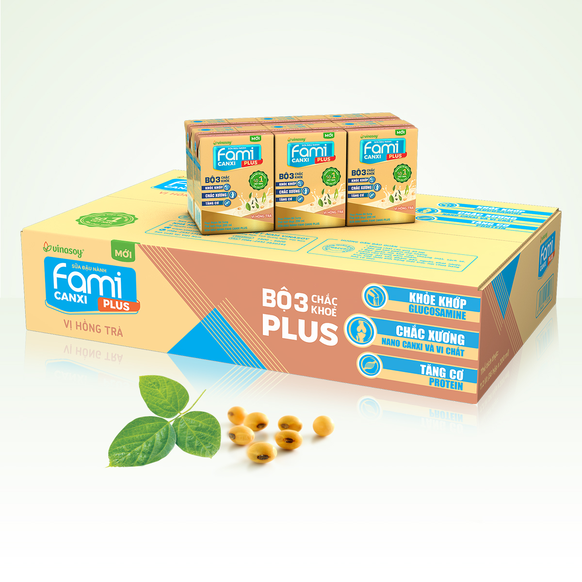 Thùng sữa đậu nành Fami Canxi Plus vị hồng trà hộp