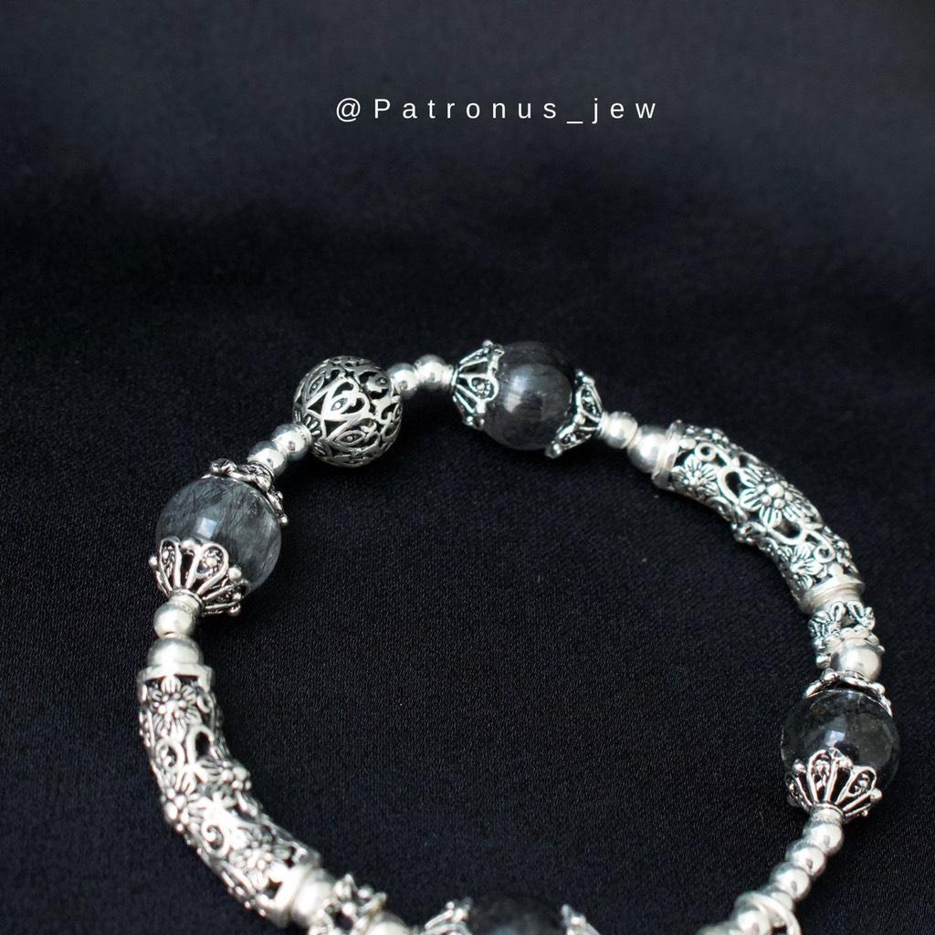 Vòng Tay Tóc Đen Phối Charm Bạc 925 VTTATDPC92522A Patronus
