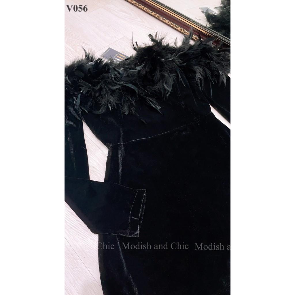 Váy Nhung body lông vũ V056 - MC phân phối chính thức ( kèm ảnh thật shop tự chụp