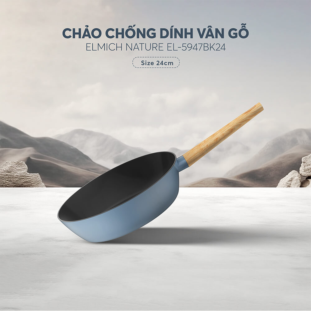 Chảo chống dính vân gỗ Elmich Nature EL-5947MG