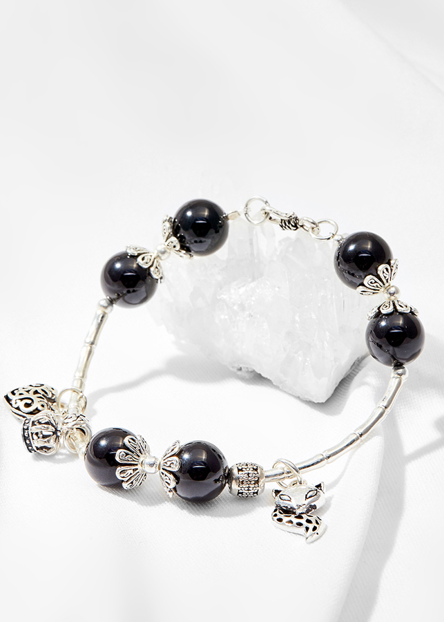 Vòng tay đá thiên thạch phối hồ ly bạc Ngọc Quý Gemstones