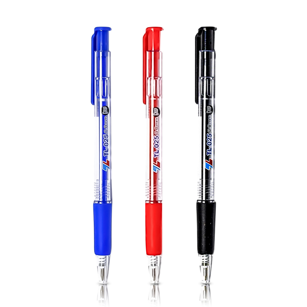 Combo 5 Bút bi Thiên Long TL-025 ngòi 0.8mm - có tấm đệm mềm giúp cầm êm tay và giảm trơn khi viết