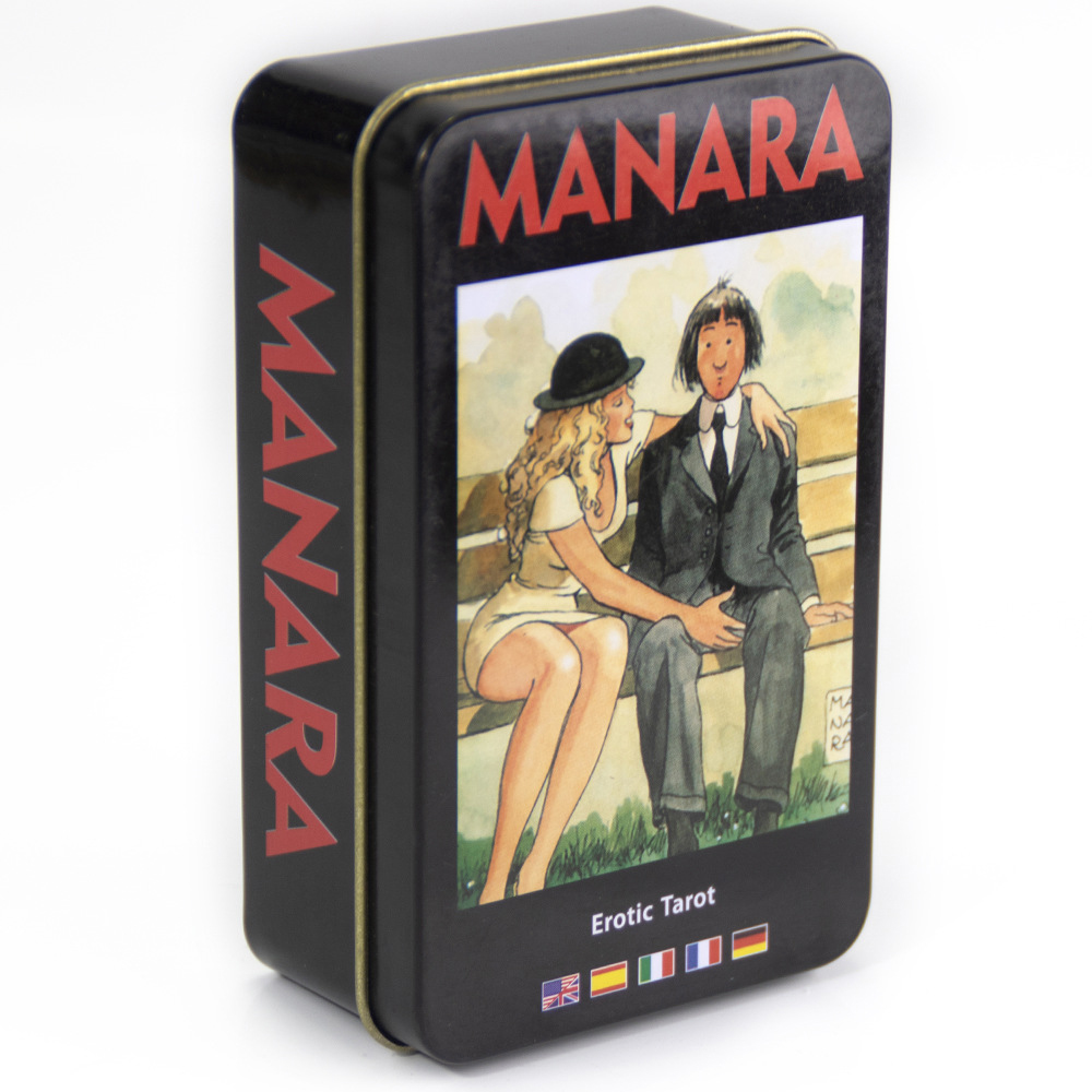 Bộ Bài Manara Erotic Tarot Hộp Thiếc Mạ Cạnh Đen 78 Lá Tặng File Tiếng Anh