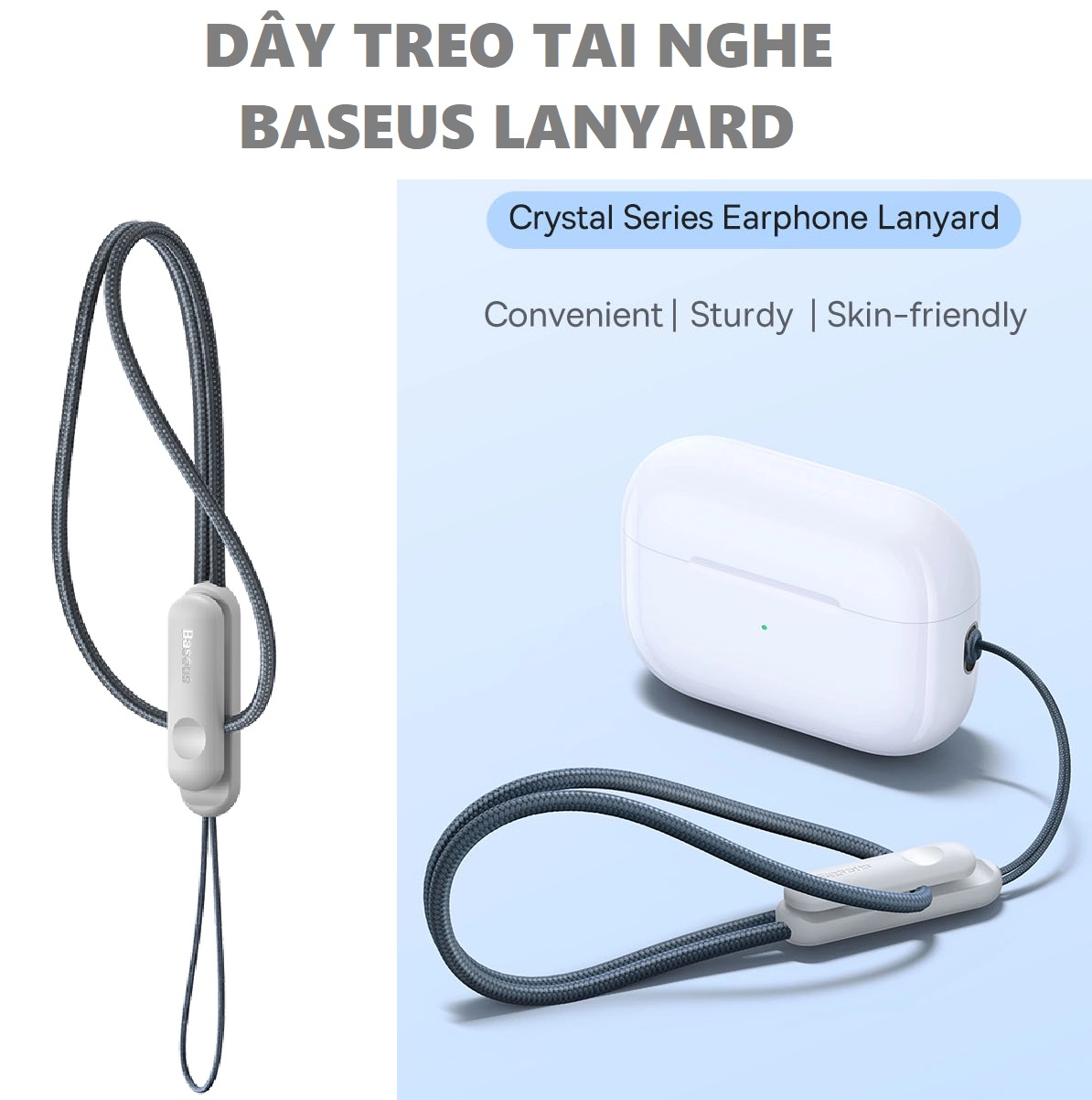 Dây treo tai nghe dây treo hộp tai nghe không dây tiện lợi Baseus Crystal Series Earphone Lanyard _ hàng chính hãng