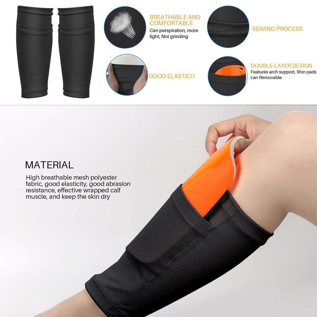 Đáng giá 1 cặp bóng đá bóng đá bảo vệ thanh thiếu niên tất Color: Only Socks Black Size: L
