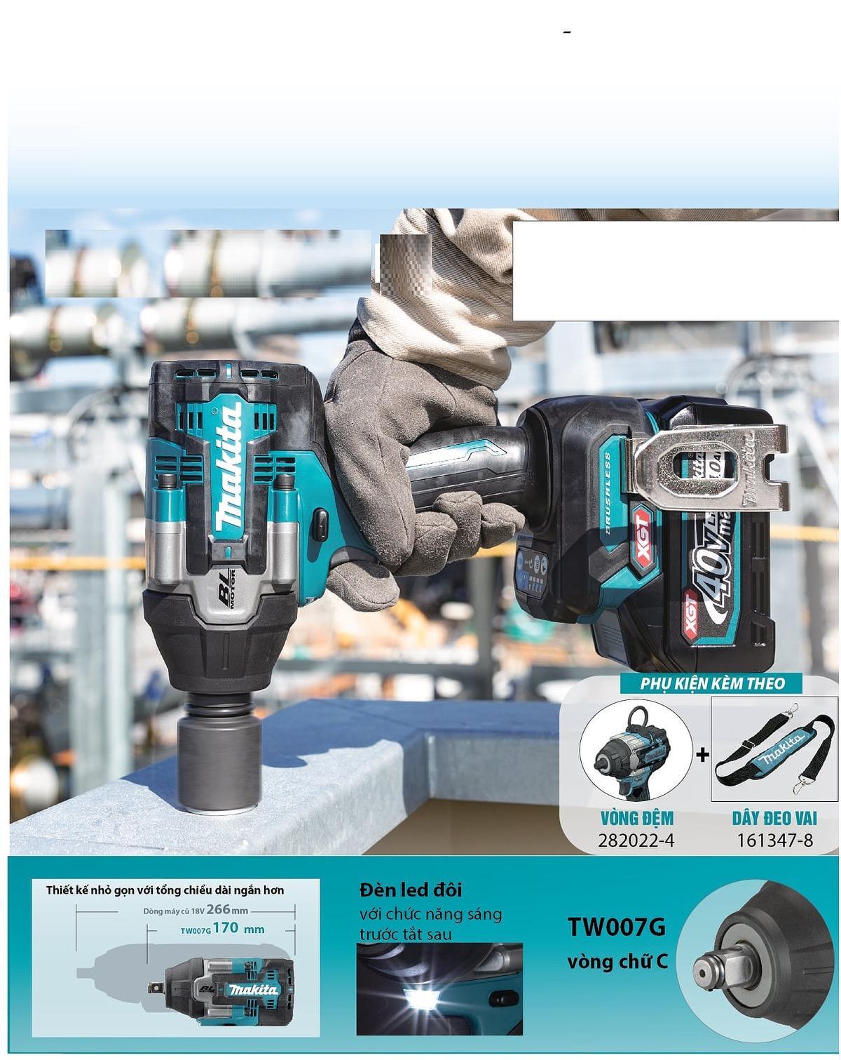 MÁY SIẾT BU LÔNG DÙNG PIN 40V MAKITA TW007GZ02 - HÀNG CHÍNH HÃNG