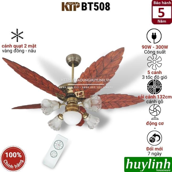 Quạt trần đèn cánh gỗ hình lá Kim Thuận Phong KTP BT508 - Hàng chính hãng