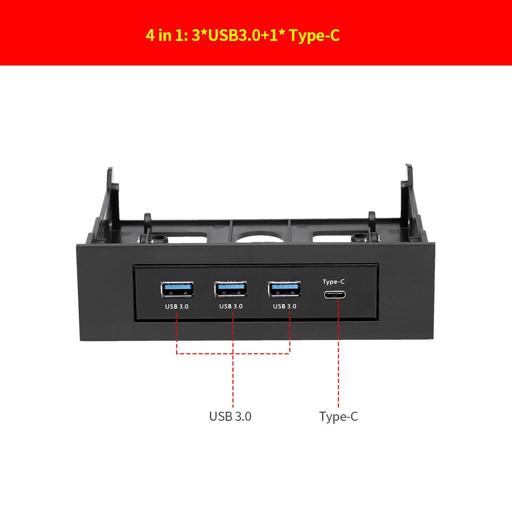 Multifunctional Extended CD Driver Panel 5.25/3.5'' Floppy Front Panel with Type-C Three USB3.0 Ports USB&Power Cable