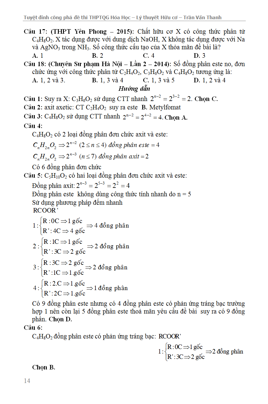 Tuyệt Đỉnh Công Phá Đề Thi THPT Quốc Gia Hóa Học Chuyên Đề Lý Thuyết Hữu Cơ - KV